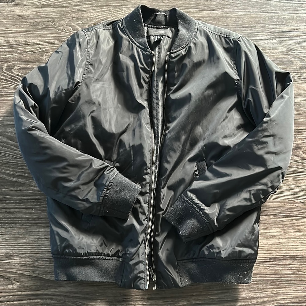 Forever 21 Black Bomber Jacket - Size Small